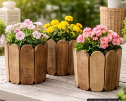 قوار خشب - حامل ورد مساطر وسط