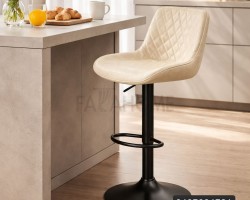 كرسي بار ابيض رجل اسود مع عيار طالع نازل منجد جلد وظهر سادة  