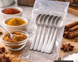 معالق بهارات / قرفة ستانليس حجم صغير عدد 6 قطع سادة