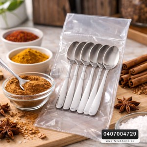 معالق بهارات / قرفة ستانليس حجم صغير عدد 6 قطع سادة