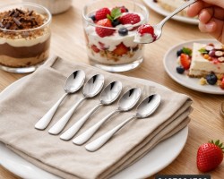 طقم معالق ستانليس سادة صغير ثقيل 6 قطع للشاي / الحلويات