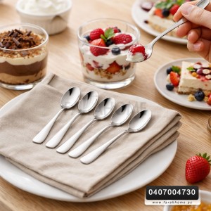 طقم معالق ستانليس سادة صغير ثقيل 6 قطع للشاي / الحلويات