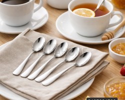 طقم معالق ستانليس سادة صغير ثقيل 6 قطع للشاي / الحلويات طقم معالق ستانليس سادة صغير ثقيل 6 قطع للشاي / الحلويات