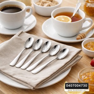 طقم معالق ستانليس سادة صغير ثقيل 6 قطع للشاي / الحلويات