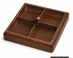 مضيفة خشب هندي مربع مقطع 4 خانة غطا زجاج 