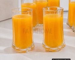 طقم كاسات عصير مثلج سادة حز ذهبي 12 قطعة