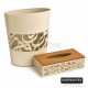 طقم سلة مهملات مع علبة محارم خشب وتنك CNC عربي طقم سلة مهملات مع علبة محارم خشب وتنك CNC عربي