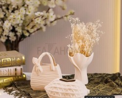 طقم فازات 3 قطع بوهيمي اشكال بندق وشنطة ومزهرية مجعد طقم فازات 3 قطع بوهيمي اشكال بندق وشنطة ومزهرية مجعد
