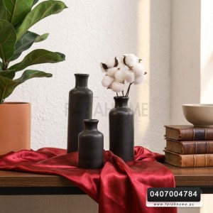 طقم فازات 3 قطع اسود مزهريات جرة 13 - 19 - 25 سم طقم فازات 3 قطع اسود مزهريات جرة 13 - 19 - 25 سم