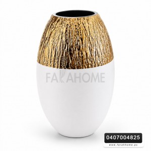 مزهرية جرة ابيض ذهبي بورسلانM11-9
