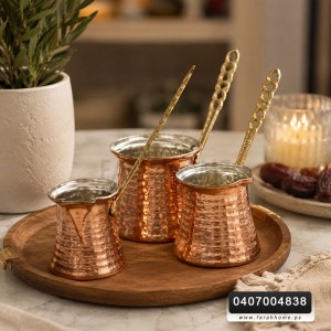 طقم غلايات نحاس دق احجام صغيرة 3 قطع