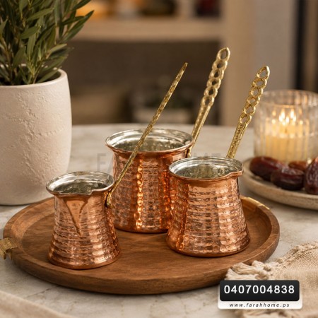 طقم غلايات نحاس دق احجام صغيرة 3 قطع