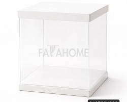 صندوق اكريليك مربع صغير شفاف مع غطاء لوضع الهدايا مقاس 26 × 26 + 31 سم