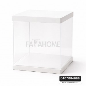 صندوق اكريليك مربع صغير شفاف مع غطاء لوضع الهدايا مقاس 26 × 26 + 31 سم