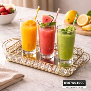 صينية تفضيل كرستال مقاس 15 × 26 سم ارضية مراه يد معدن سلكين صينية تفضيل كرستال مقاس 15 × 26 سم ارضية مراه يد معدن سلكين