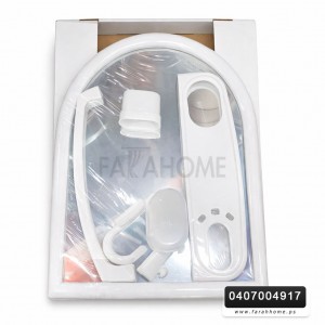 مراة حمام حائط بلاستيك ابيض قوس مع رفوف  