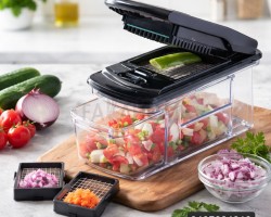 فرامة خضار / سلطة 2 قطعة اكريليك ضد الكسر كبس مقبض بلاستيك مع غطاء اسود فرامة خضار / سلطة 2 قطعة اكريليك ضد الكسر كبس مقبض بلاستيك مع غطاء اسود