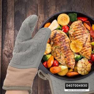 كف /كفوف ساخن سيلكون مع عنق جلد