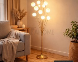 سايد لامب ذهبي شكل شجرة مع كرات انارة 130 سم