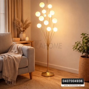 سايد لامب ذهبي شكل شجرة مع كرات انارة 130 سم سايد لامب ذهبي شكل شجرة مع كرات انارة 130 سم