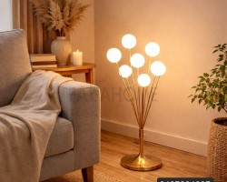 سايد لامب ذهبي شكل شجرة مع كرات انارة 100 سم