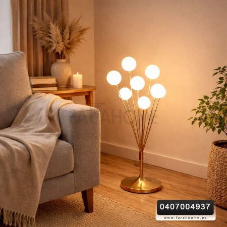 سايد لامب ذهبي شكل شجرة مع كرات انارة 100 سم