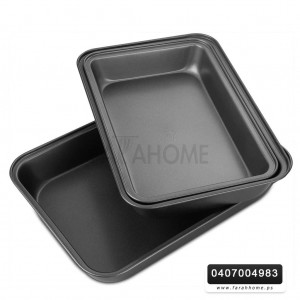 طقم صواني فرن مستطيل اسود معدن 3 قطع