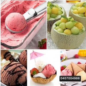 ملعقة بوظة ستانلس معدن مع كبسة موديل