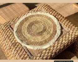كوستر قش كبير 38 سم مع اطار شراشيب