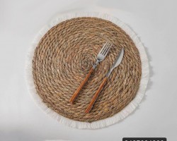كوستر قش كبير 38 سم مع اطار شراشيب