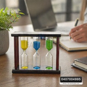 ساعة رملية خشبية ثلاث اعمدة30دقائق كبيرة