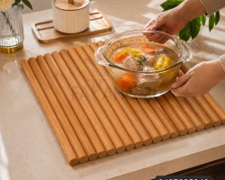 كوستر تركي مساطر خشب طبيعي مع قماش صغير  25 × 25 سم