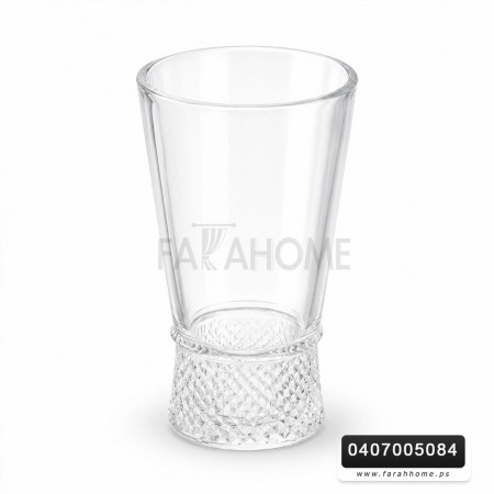 طقم كاسة عصير 12 قطعة قرطوس زجاج شفاف ملس قاعدة مجدول مبزر-مثلج 335ML ADC7101CLEAR
