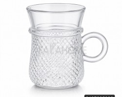 طقم كاسة شاي 12 قطعة شفاف (مجدول-مبزر-مثلج) مع يد مدور ADC7105 CLEAR