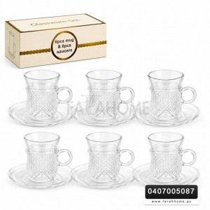 طقم كاسة شاي 12 قطعة 6+6 شفاف (مجدول-مبزر-مثلج) مع يد مدور مع استكانات ADC7106 CLEAR طقم كاسة شاي 12 قطعة 6+6 شفاف (مجدول-مبزر-مثلج) مع يد مدور مع استكانات ADC7106 CLEAR