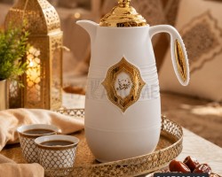 تيرموس قهوة بلاستيك غطا ذهبي /ثيرموس/ دلة حجم 1 لتر 1000 مل