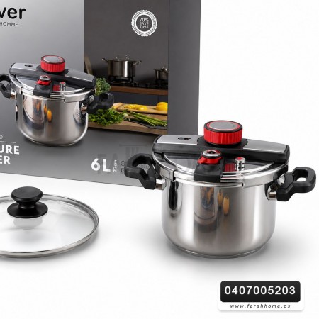 طناجر/ طنجرة ضغط كبس ستانلس ثقيل 6 لتر CLEVER