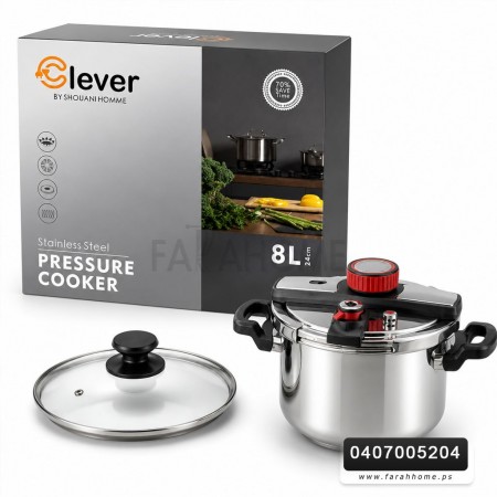 طناجر/ طنجرة ضغط كبس ستانلس ثقيل 8 لتر CLEVER طناجر/ طنجرة ضغط كبس ستانلس ثقيل 8 لتر CLEVER