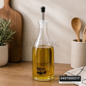 مزيتة / علبة زيت مدور زجاج كبير غطاء اكريليك 