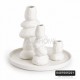 طقم تحف / مزهريات ابيض حجري 3 شمعدانات مع صينية بورسلان طقم تحف / مزهريات ابيض حجري 3 شمعدانات مع صينية بورسلان