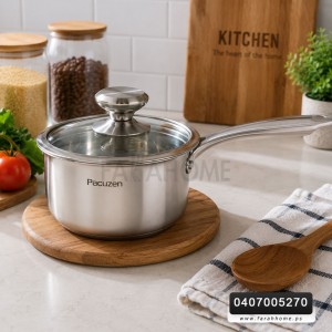قلايه/كسروله ستانلس مع غطا زجاج نمرة 20 سم SAUCEPAN