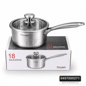 قلايه/كسروله ستانلس مع غطا زجاج نمرة 18  SAUCEPAN
