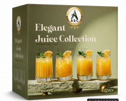 طقم كاسات عصير قاعدة محزز Elegant بدون ايد 12 كاسة 