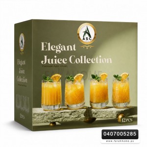 طقم كاسات عصير قاعدة محزز Elegant بدون ايد 12 كاسة 