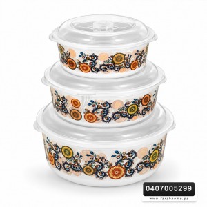 طقم طبروير حافظة طعام مرسم - شفاف بلاستيك مورد مدور 3 قطع - تبروير طقم طبروير حافظة طعام مرسم - شفاف بلاستيك مورد مدور 3 قطع - تبروير