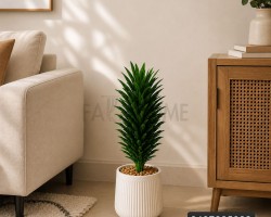 شجر صناعي شكل نخل مع قوار ابيض ارتفاع 50  سم