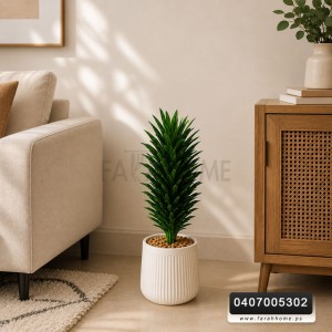 شجر صناعي شكل نخل مع قوار ابيض ارتفاع 105 سم