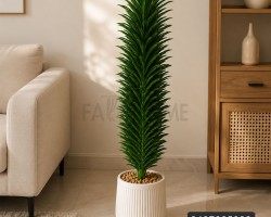 شجر صناعي شكل نخل 3 قطع مع قوار ابيض ارتفاع 50 + 80 + 105 سم