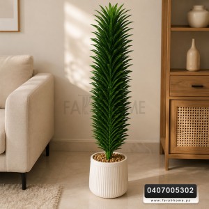 شجر صناعي شكل نخل 3 قطع مع قوار ابيض ارتفاع 50 + 80 + 105 سم