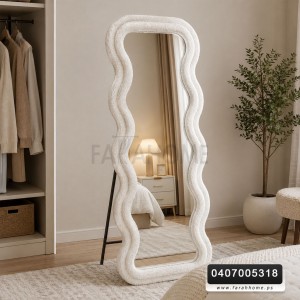 مراة منجد فرو زكزاك مع ستاند حديد 60 × 160 سم